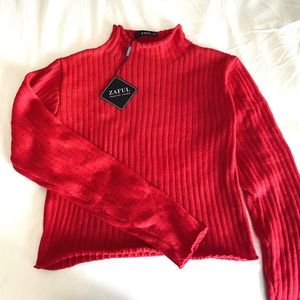 NWT Zaful red cropped sweater